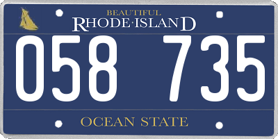 RI license plate 058735