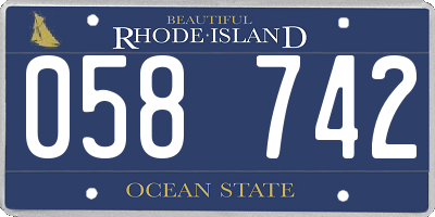 RI license plate 058742