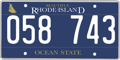 RI license plate 058743