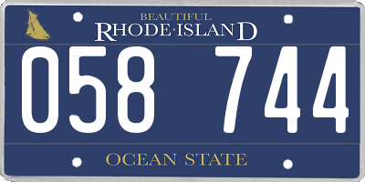 RI license plate 058744