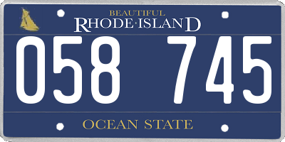 RI license plate 058745