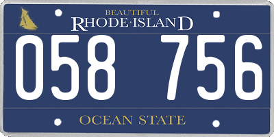 RI license plate 058756