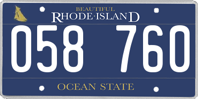 RI license plate 058760