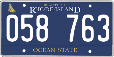RI license plate 058763