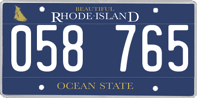 RI license plate 058765