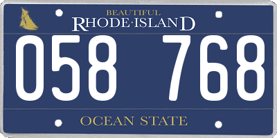 RI license plate 058768