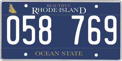 RI license plate 058769
