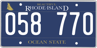 RI license plate 058770
