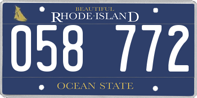 RI license plate 058772