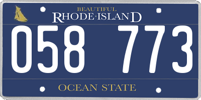 RI license plate 058773