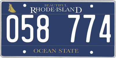 RI license plate 058774