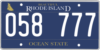 RI license plate 058777