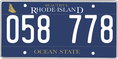 RI license plate 058778
