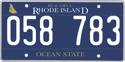 RI license plate 058783