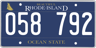 RI license plate 058792
