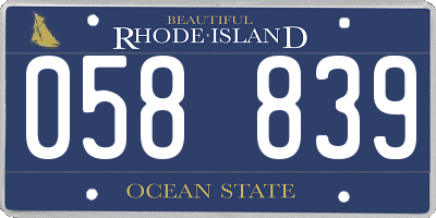 RI license plate 058839