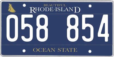 RI license plate 058854