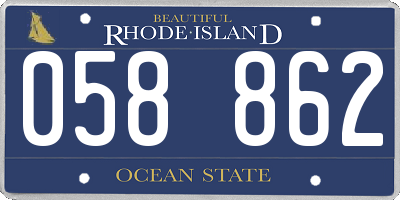 RI license plate 058862