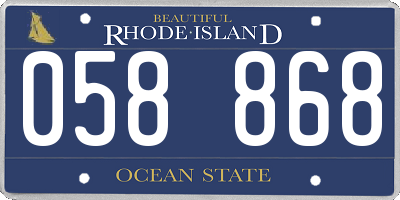 RI license plate 058868