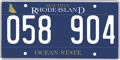 RI license plate 058904