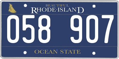 RI license plate 058907