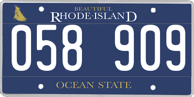 RI license plate 058909