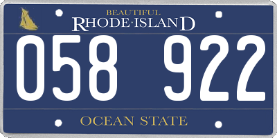 RI license plate 058922