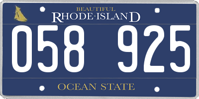RI license plate 058925