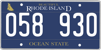 RI license plate 058930