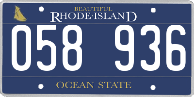 RI license plate 058936