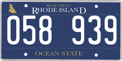 RI license plate 058939