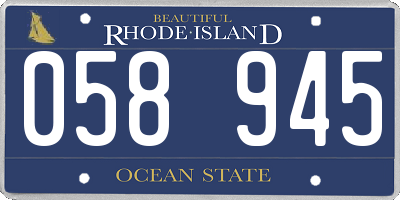 RI license plate 058945