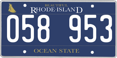 RI license plate 058953