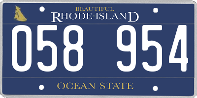 RI license plate 058954