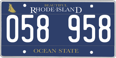 RI license plate 058958