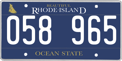 RI license plate 058965