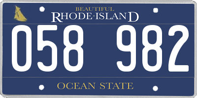 RI license plate 058982