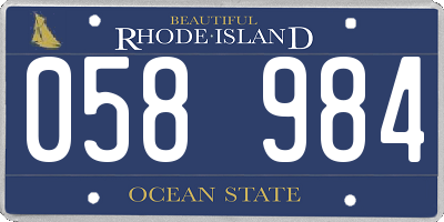 RI license plate 058984