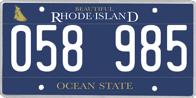 RI license plate 058985