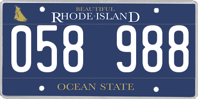 RI license plate 058988