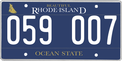 RI license plate 059007