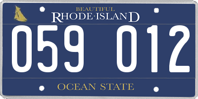 RI license plate 059012