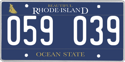 RI license plate 059039