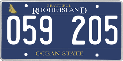 RI license plate 059205