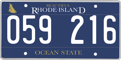 RI license plate 059216