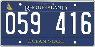 RI license plate 059416