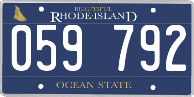 RI license plate 059792