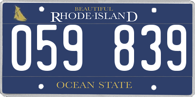 RI license plate 059839