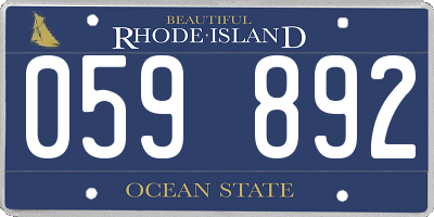 RI license plate 059892