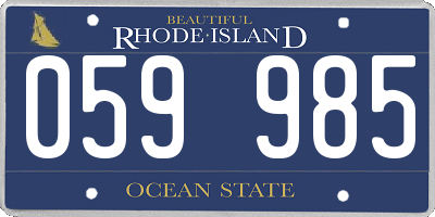 RI license plate 059985
